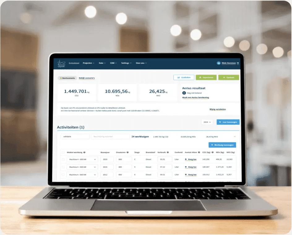 Schermafbeelding van de Emissievoorspeller op een lapotop.